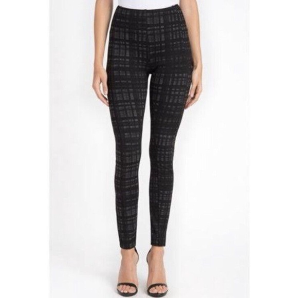 ANTHROPOLOGIE LYSSE Suzee Ponte Leggings Black Plaid | S - Picture 1 of 6
